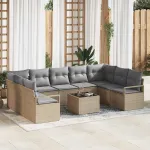 Set de canapele pentru grădină 10 pcs Beige și gri deschis GartenMobel Dekor