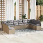 Set de canapele pentru grădină 10 pcs Beige și gri deschis GartenMobel Dekor