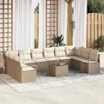 Set de canapele pentru grădină 11 pcs Bej și crem poliratan GartenMobel Dekor