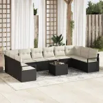 Set de canapele pentru grădină 11 pcs Maro și Crem poliratan GartenMobel Dekor