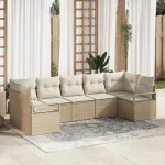 Set de canapele pentru grădină 7 pcs Bej și Alb poliratan GartenMobel Dekor