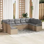 Set de canapele pentru grădină 9 pcs Beige și gri deschis GartenMobel Dekor