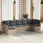 Set de canapele pentru grădină cu pernă 7 pcs Gri poliratan GartenMobel Dekor