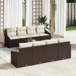 Set de canapea cu pernă 7 pcs Maro și Crem poliratan GartenMobel Dekor