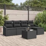 Set de canapea cu pernă cu depozitare 6 pcs Negru poliratan GartenMobel Dekor