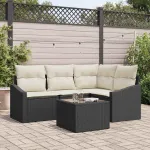 Set de canapele pentru grădină 5 pcs Maro și Crem poliratan GartenMobel Dekor