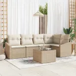 Set de canapele pentru grădină 6 pcs Bej și crem poliratan GartenMobel Dekor