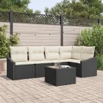 Set de canapele pentru grădină 6 pcs Maro și Crem poliratan GartenMobel Dekor