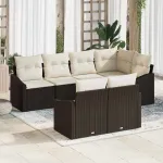 Set de canapele pentru grădină 7 pcs Maro și alb poliratan GartenMobel Dekor