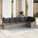 Set de canapele pentru grădină cu pernă 6 pcs Gri poliratan GartenMobel Dekor
