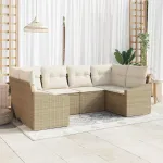 Set de canapele pentru grădină 6 pcs Bej și crem poliratan GartenMobel Dekor