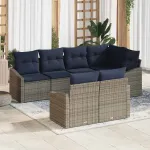 Set de canapele pentru grădină 7 pcs Gri și albastru marin GartenMobel Dekor