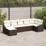 Set de canapele pentru grădină 7 pcs Maro și Crem poliratan GartenMobel Dekor