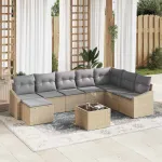 Set de canapele pentru grădină 8 pcs Beige și gri deschis GartenMobel Dekor
