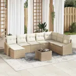 Set de canapele pentru grădină 8 pcs Bej și crem poliratan GartenMobel Dekor