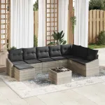 Set de canapele pentru grădină 8 pcs Gri deschis poliratan GartenMobel Dekor