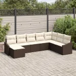 Set de canapele pentru grădină 8 pcs Maro și Crem poliratan GartenMobel Dekor