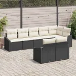 Set de canapele pentru grădină 8 pcs Negru și Alb poliratan GartenMobel Dekor
