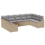 Set de canapele pentru grădină 9 pcs Beige și gri deschis GartenMobel Dekor