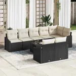 Set de canapele pentru grădină 9 pcs Maro și Crem poliratan GartenMobel Dekor