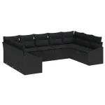 Set de canapele pentru grădină 9 pcs Negru poliratan GartenMobel Dekor