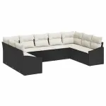 Set de canapele pentru grădină 9 pcs Negru și Crem poliratan GartenMobel Dekor