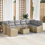 Set de canapele pentru grădină Beige și gri deschis poliratan GartenMobel Dekor