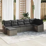Set de canapele pentru grădină cu pernă 7 pcs Gri poliratan GartenMobel Dekor