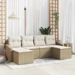 Set de masă pentru grădină cu pernă 6 pcs Bej și crem GartenMobel Dekor