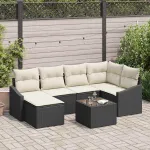 Set de masă pentru grădină cu pernă 7 pcs Maro și Crem GartenMobel Dekor