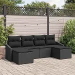 Set de masă pentru grădină cu pernă cu depozitare 6 pcs Negru GartenMobel Dekor