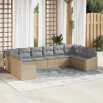Set de canapele pentru grădină 10 pcs Beige și gri deschis GartenMobel Dekor