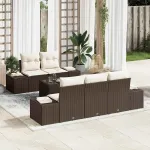 Set de canapele pentru grădină 6 pcs Maro și Crem poliratan GartenMobel Dekor