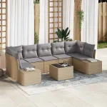 Set de canapele pentru grădină 8 pcs Bej și gri poliratan GartenMobel Dekor