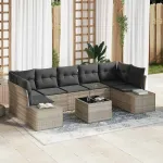 Set de canapele pentru grădină 8 pcs Gri deschis și gri închis GartenMobel Dekor