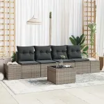 Set de canapele pentru grădină cu pernă 5 pcs Gri poliratan GartenMobel Dekor