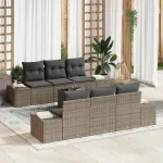 Set de canapele pentru grădină cu pernă 8 pcs Gri poliratan GartenMobel Dekor