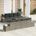 Set de canapele pentru grădină cu pernă 8 pcs Gri poliratan GartenMobel Dekor
