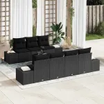 Set de canapele pentru grădină cu pernă 8 pcs Negru poliratan GartenMobel Dekor