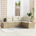 Set de canapele pentru grădină 4 pcs Bej și crem poliratan GartenMobel Dekor