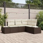 Set de canapele pentru grădină 4 pcs Maro și Crem poliratan GartenMobel Dekor