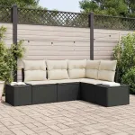 Set de canapele pentru grădină 4 pcs Negru și Crem poliratan GartenMobel Dekor