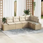 Set de canapele pentru grădină 5 pcs Bej și crem poliratan GartenMobel Dekor