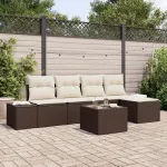 Set de canapele pentru grădină 5 pcs Maro și Crem poliratan GartenMobel Dekor