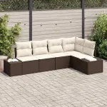 Set de canapele pentru grădină 5 pcs Maro și Crem poliratan GartenMobel Dekor