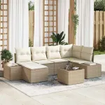 Set de canapele pentru grădină 6 pcs Bej și crem poliratan GartenMobel Dekor