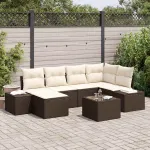 Set de canapele pentru grădină 6 pcs Maro și Crem poliratan GartenMobel Dekor