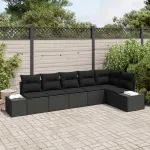 Set de canapele pentru grădină 6 pcs Negru poliratan GartenMobel Dekor