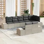 Set de canapele pentru grădină 8 pcs Gri deschis Rattan poli GartenMobel Dekor