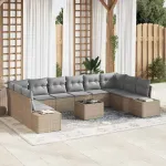 Set de canapele pentru grădină 10 pcs Beige și gri deschis GartenMobel Dekor